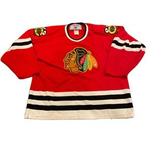 Chicago Blackhawks Jersey Large CCM NHL Official Red Vintage Made in USA